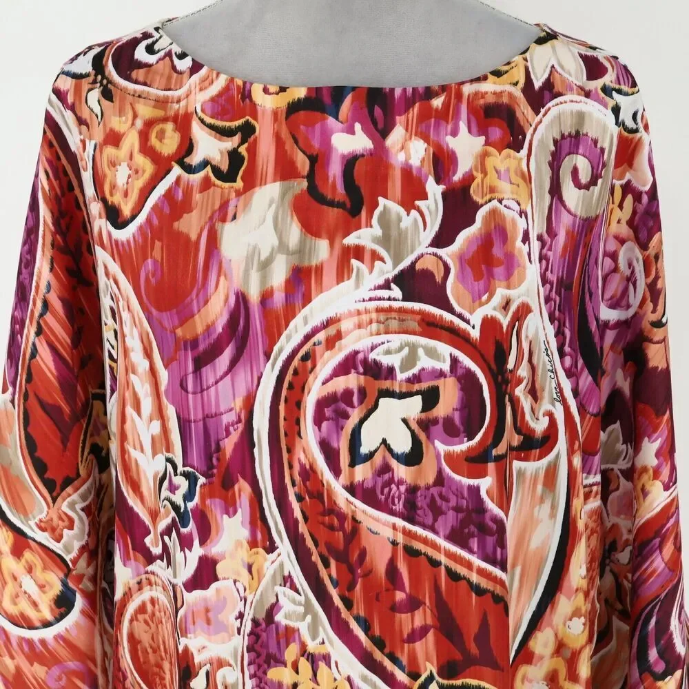 Chico's sz 2 (12-14) Vibrant Paisley and Leopard Blouse - Picture 7 of 13